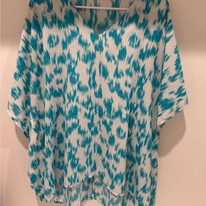 Chic Teal and White Women's Blouse
